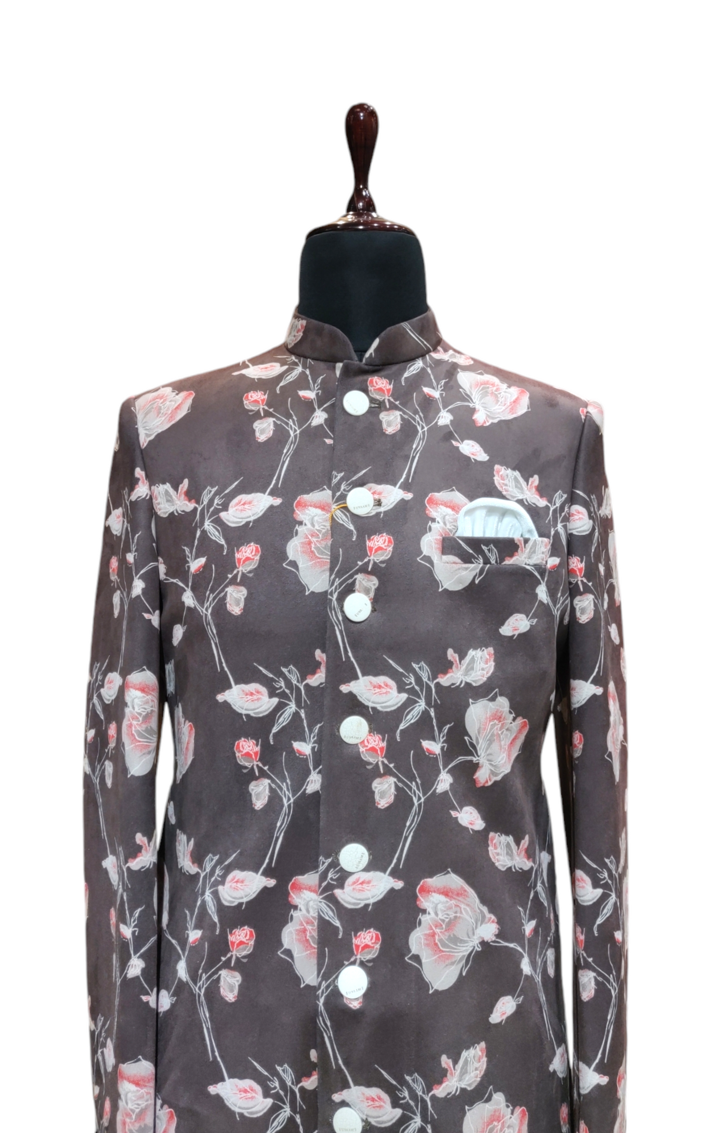 Designer Indo-Western Suede Velvet with Floral Print