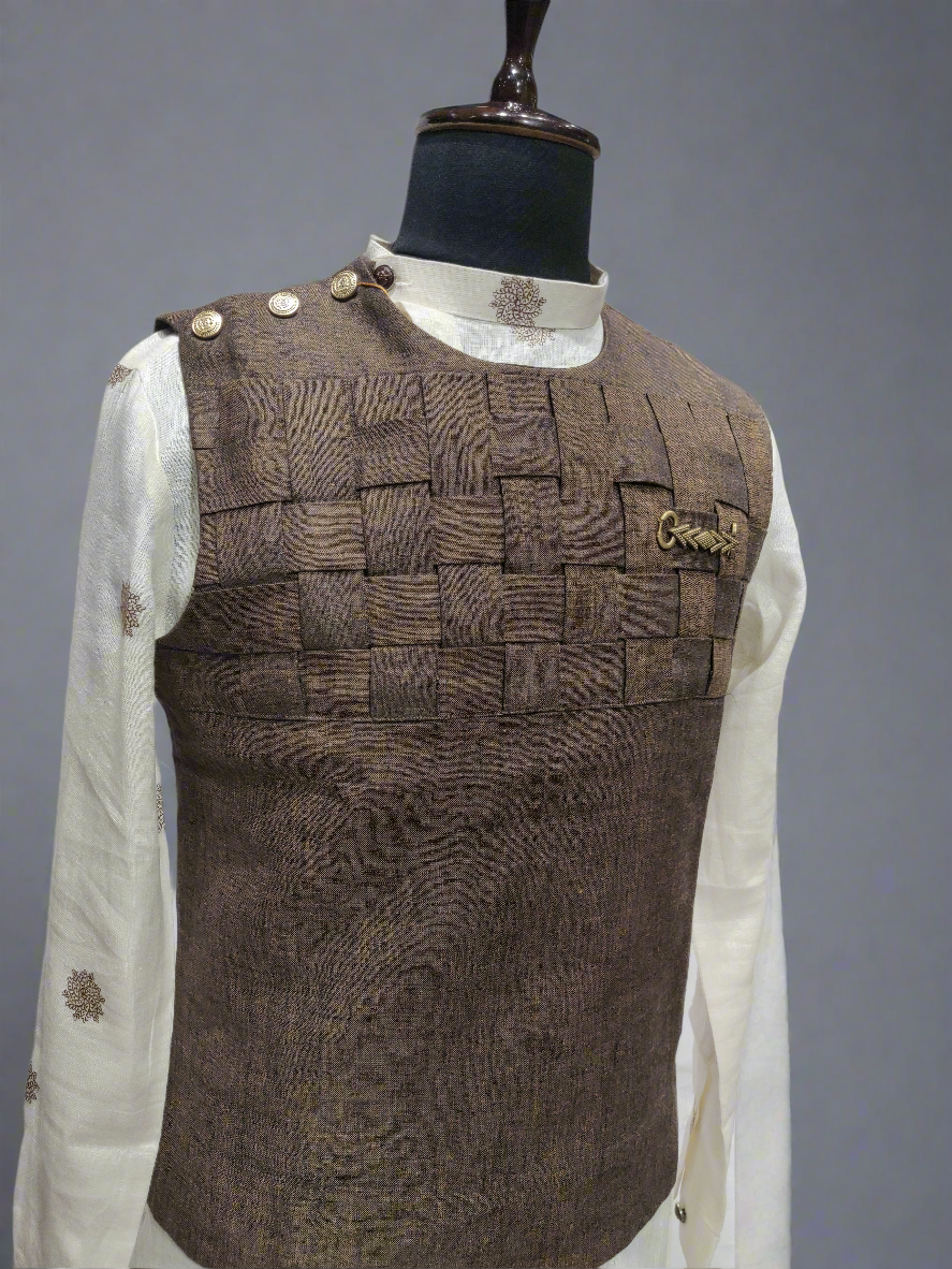 Pure linen Jacket Kurta pyjama