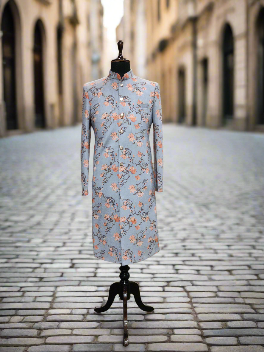 Designer Indo-Western Suede Velvet Floral pattern