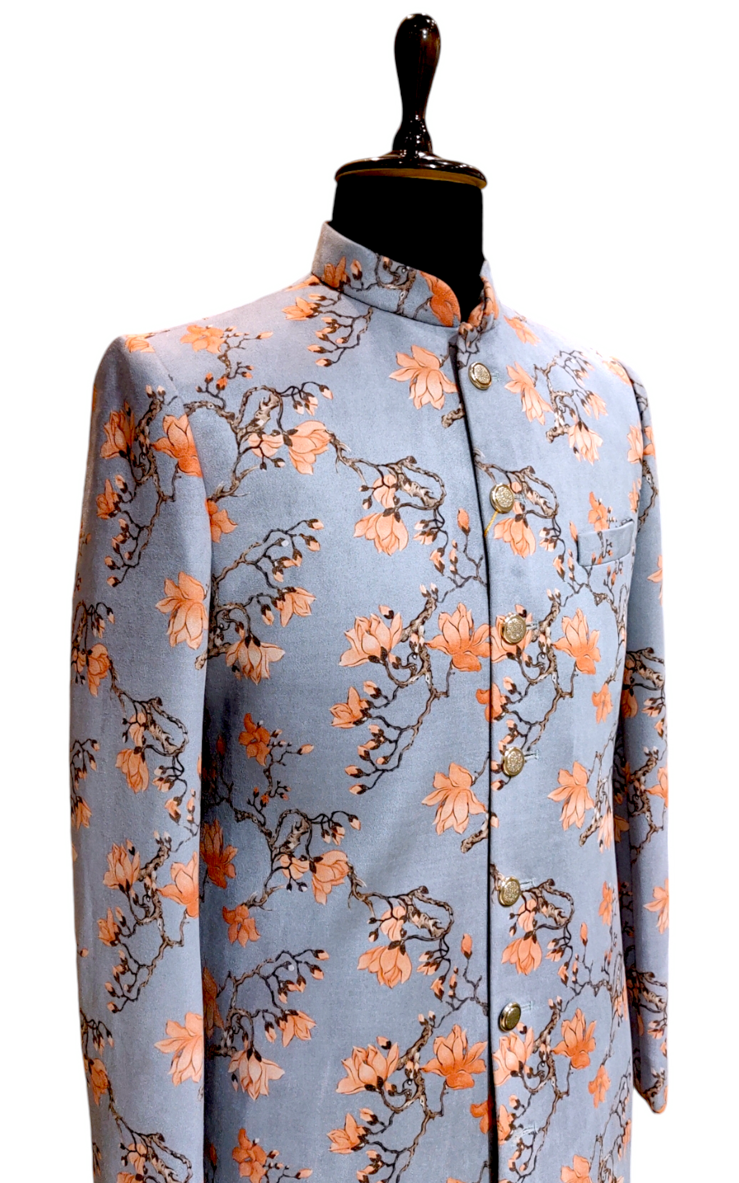 Designer Indo-Western Suede Velvet Floral pattern