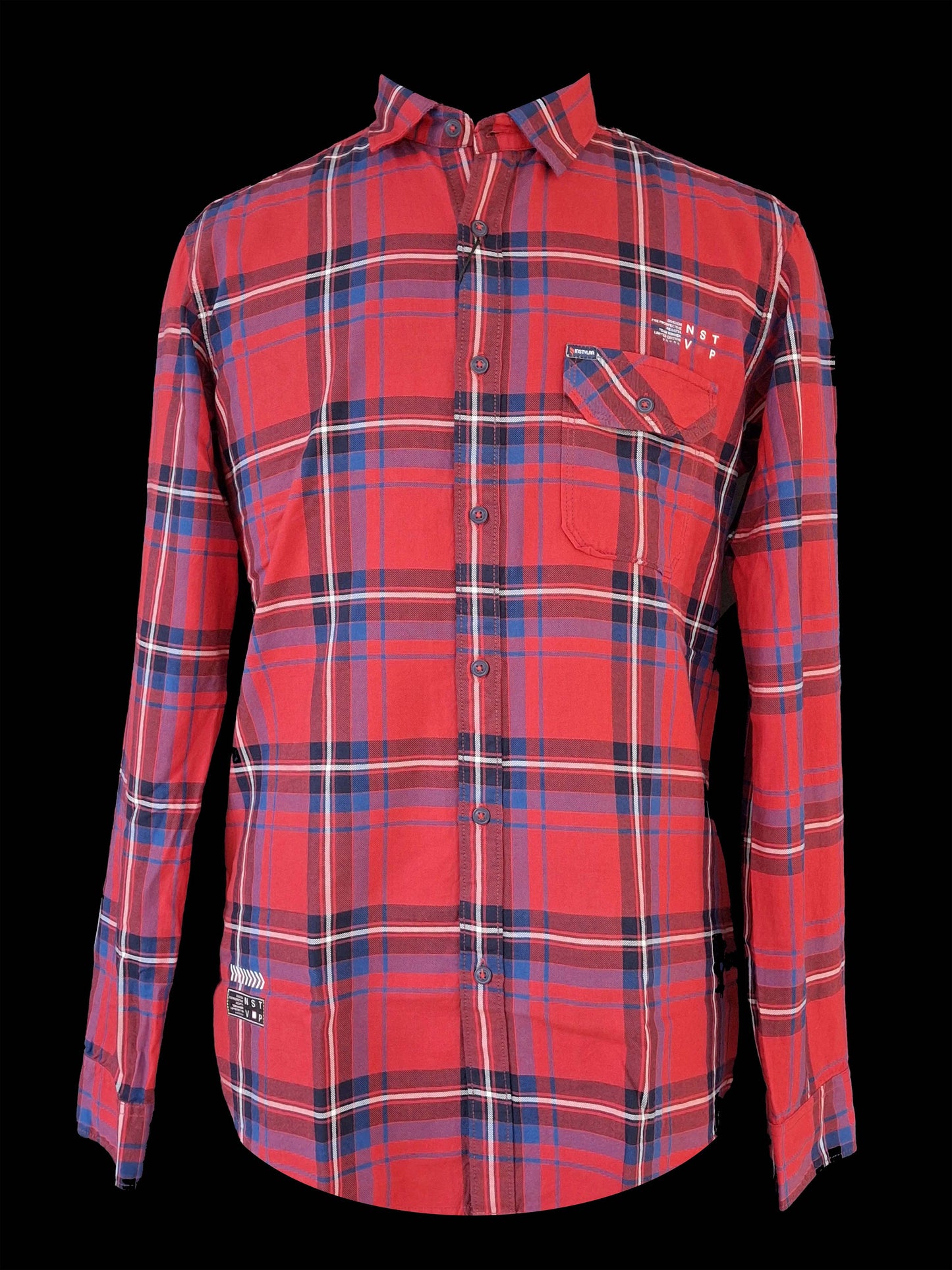 Checkered Casual Red Blue Shirt