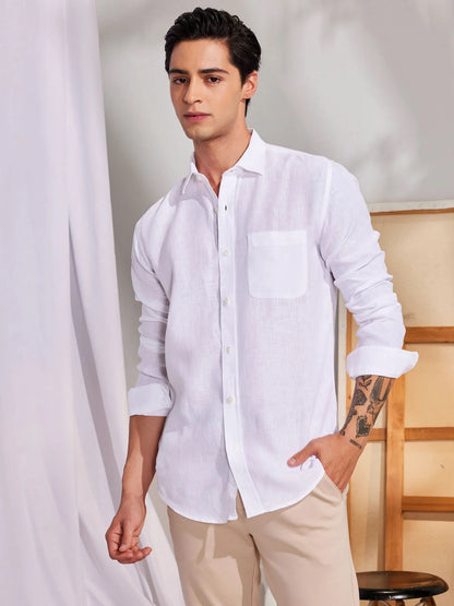 Plain White Linen Shirt