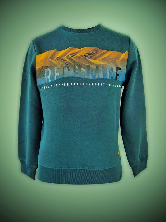 PRINTED ROUND NECK GREEN SWEATSHIRT