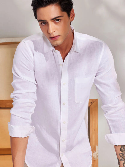 Plain White Linen Shirt
