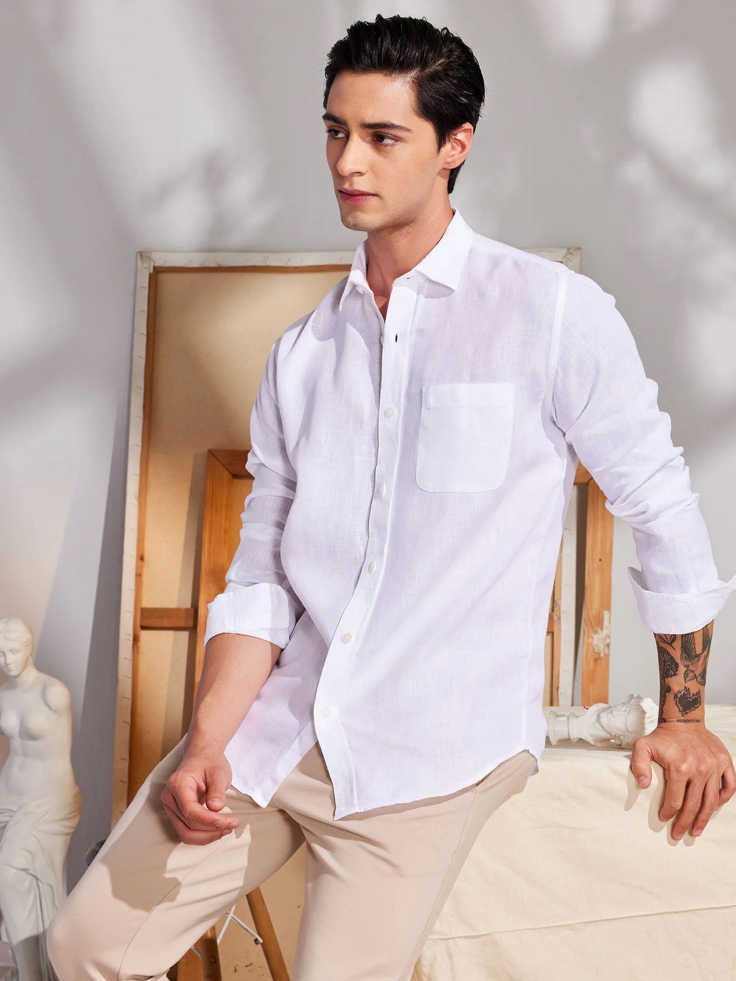 Plain White Linen Shirt