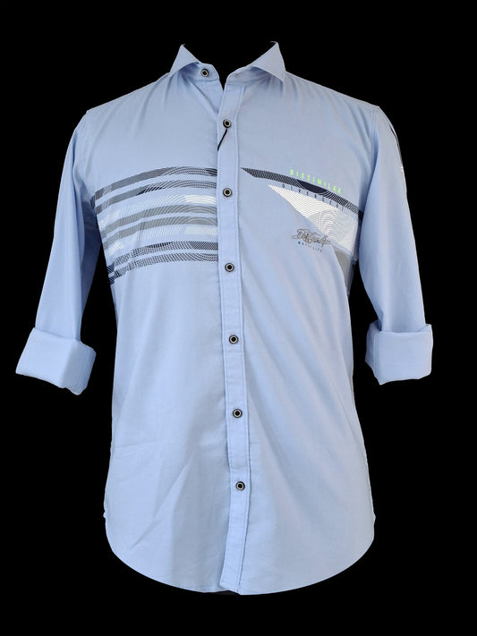 Printed Casual Shirt Sky Blue