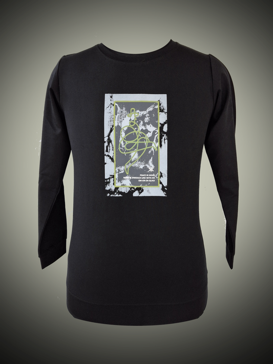 PRINTED ROUND NECK BLACK SWEATSHIRT