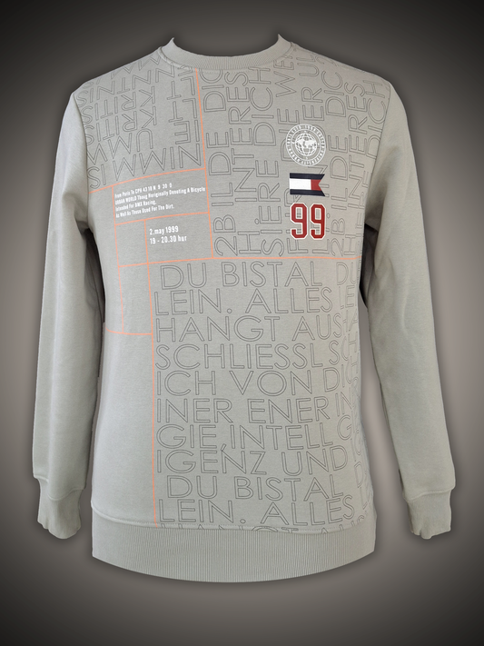 PRINTED CREW NECK LIGHT GRAY SWEATSHIRT