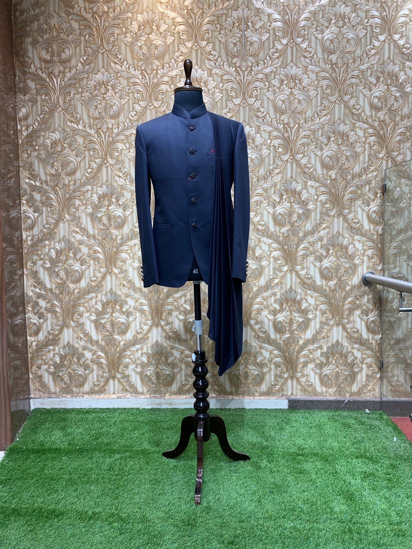 Elegant Jodhpuri Suit with a Contemporary Drape Design