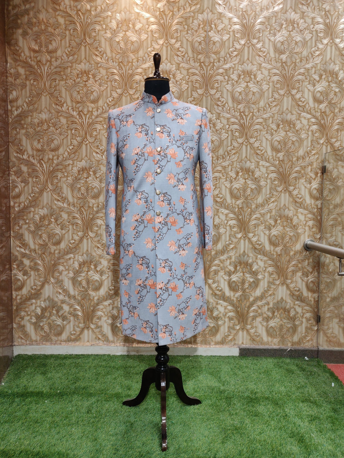 Designer Indo-Western Suede Velvet Floral pattern