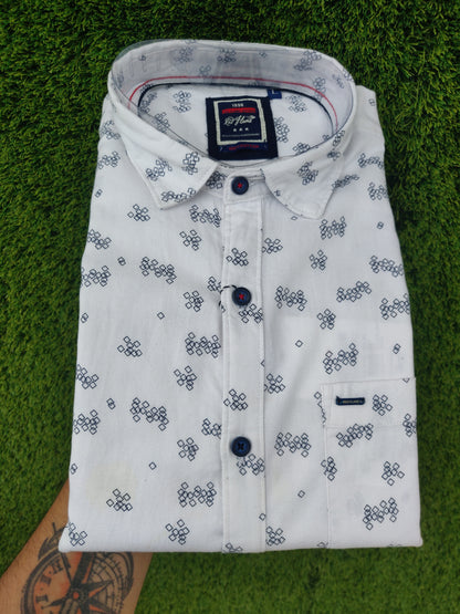 Printed Casual Shirt White