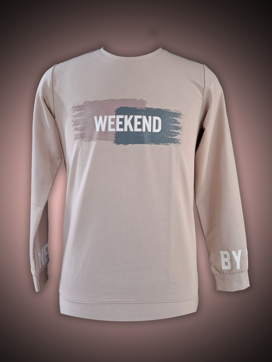 PRINTED ROUND NECK BABY PINK SWEATSHIRT