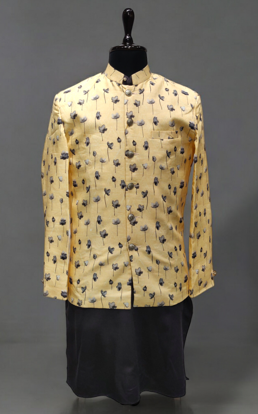 Fancy Cotton Floral Jodhpuri with Kurta Pyjama