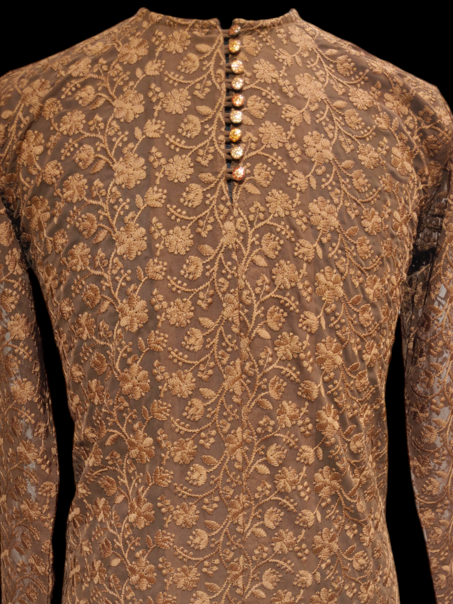 Open Linen Jacket with Intricate Embroidery Short Kurta