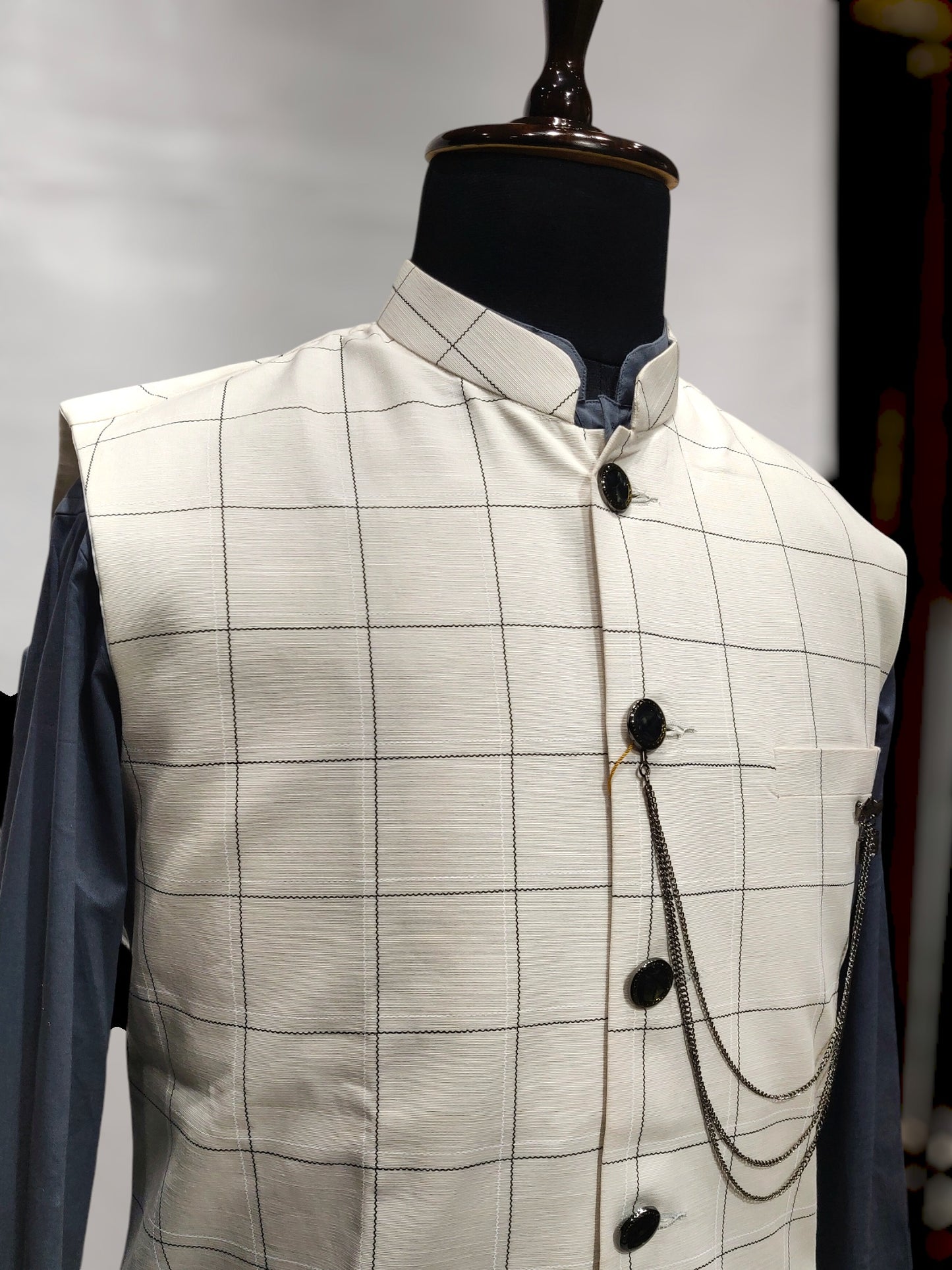 Cotton Kurta Pyjama and Waistcoat Set