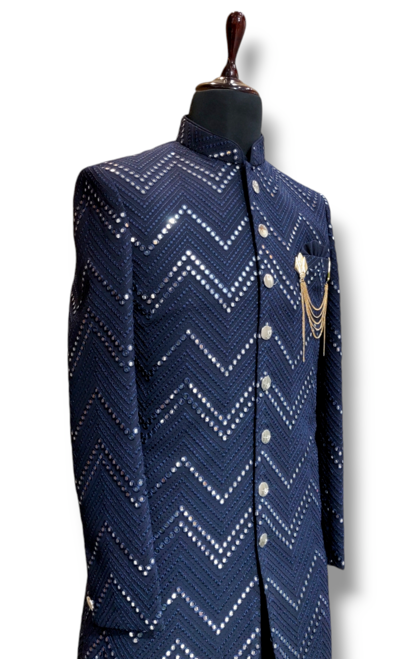 Designer Indo-Western Mirror Embroidery Pattern