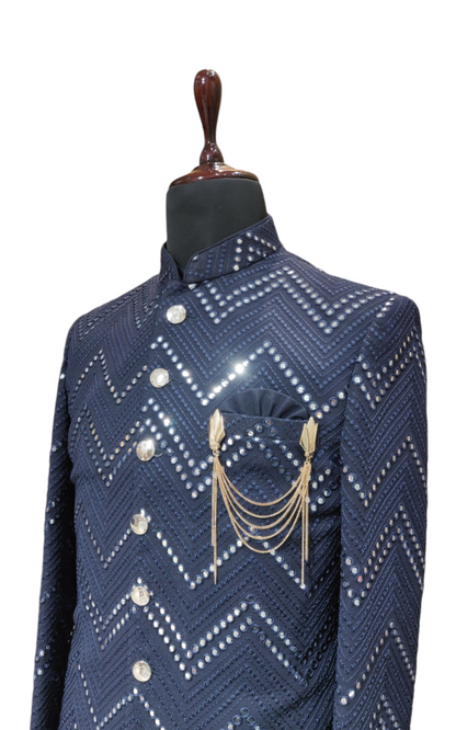 Designer Indo-Western Mirror Embroidery Pattern