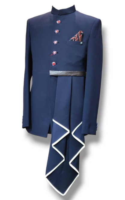 Designer Jodhpuri Dark Navy with Drape Pattern