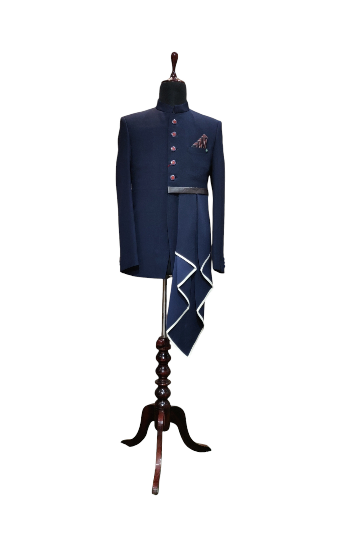 Designer Jodhpuri Dark Navy with Drape Pattern