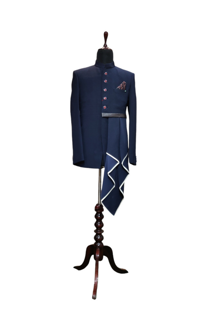 Designer Jodhpuri Dark Navy with Drape Pattern