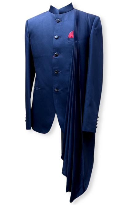 Elegant Jodhpuri Suit with a Contemporary Drape Design