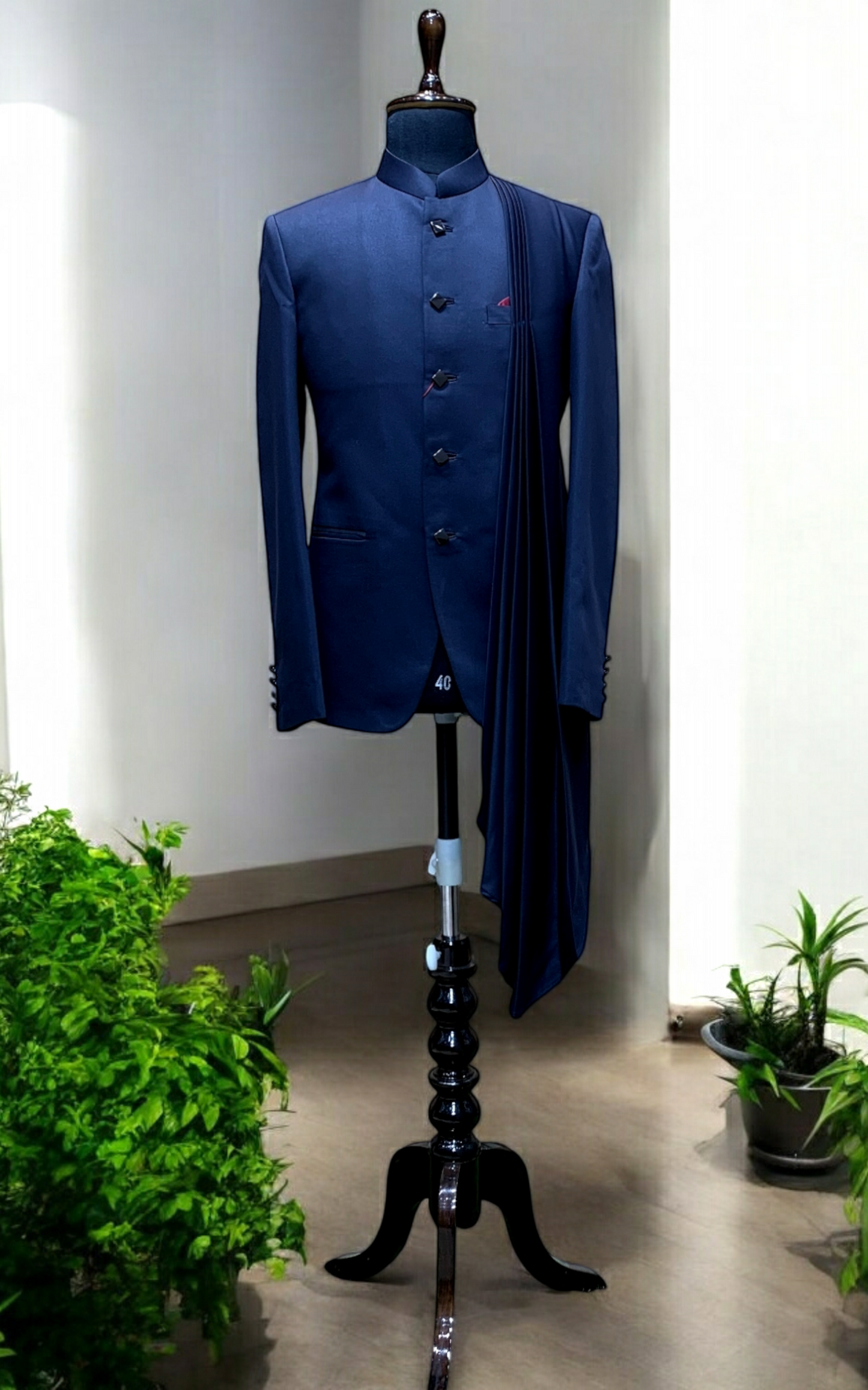 Elegant Jodhpuri Suit with a Contemporary Drape Design