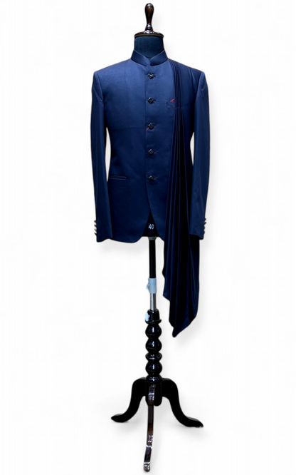 Elegant Jodhpuri Suit with a Contemporary Drape Design