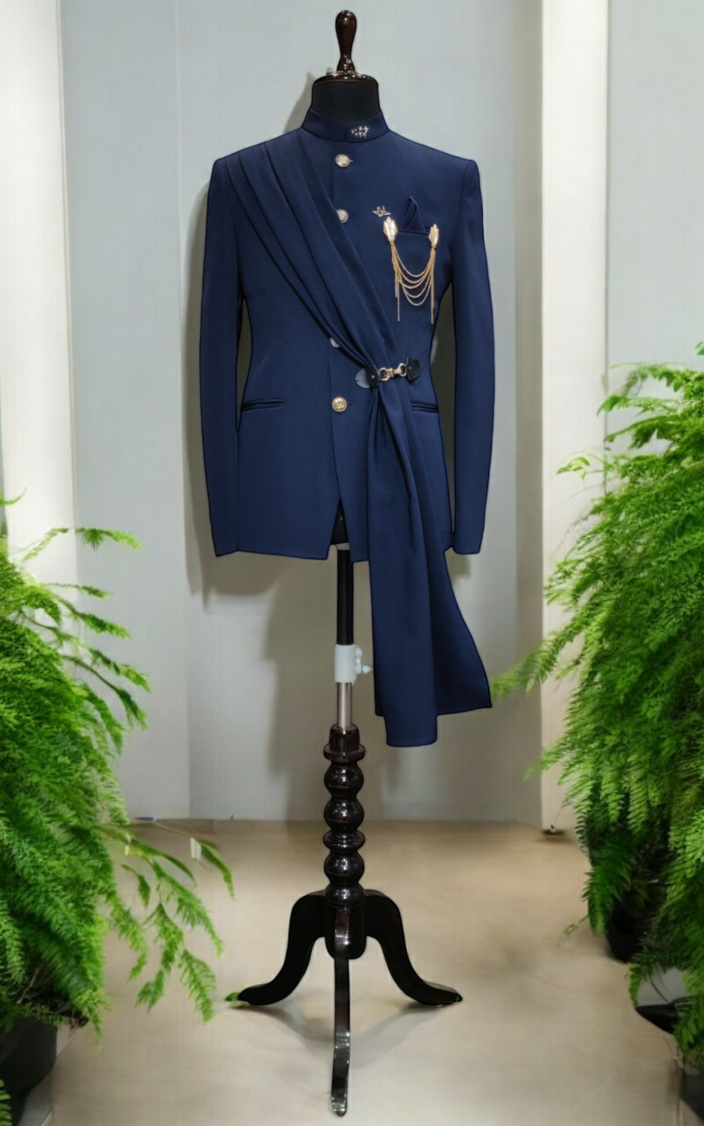 Elegant Jodhpuri Suit with a Contemporary Drape Design