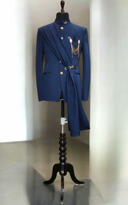 Elegant Jodhpuri Suit with a Contemporary Drape Design