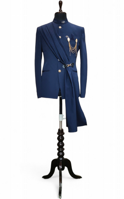 Elegant Jodhpuri Suit with a Contemporary Drape Design