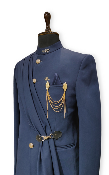 Elegant Jodhpuri Suit with a Contemporary Drape Design