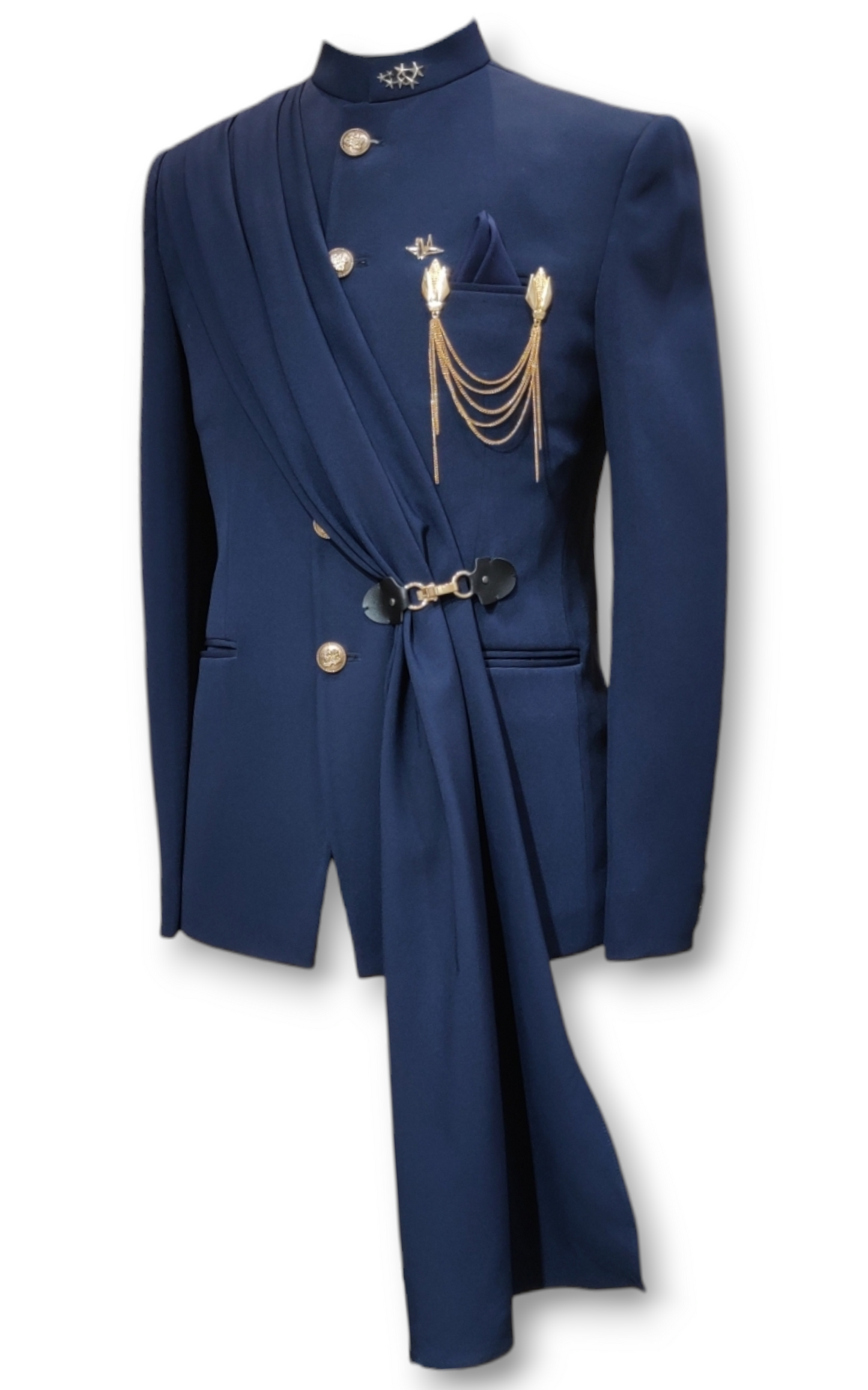 Elegant Jodhpuri Suit with a Contemporary Drape Design