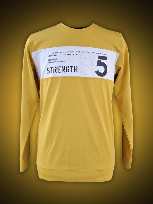PRINTED CREW NECK YELLOW SWEATSHIRT