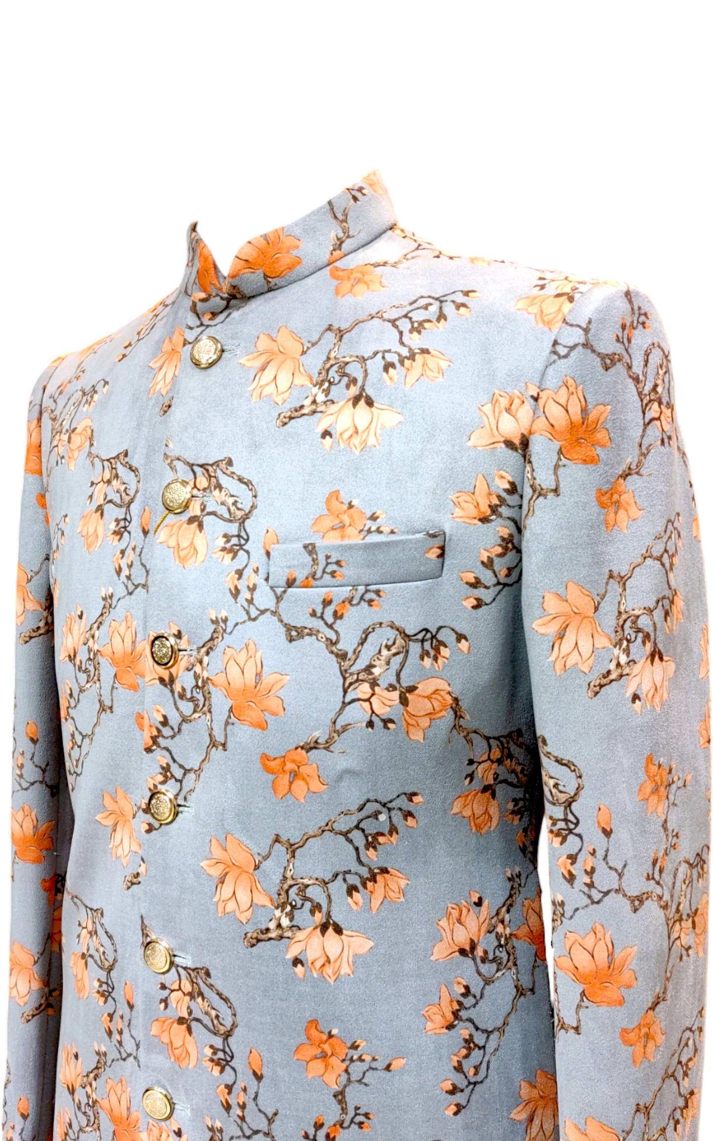 Designer Indo-Western Suede Velvet Floral pattern
