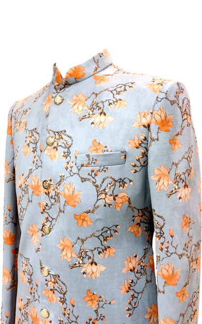 Designer Indo-Western Suede Velvet Floral pattern