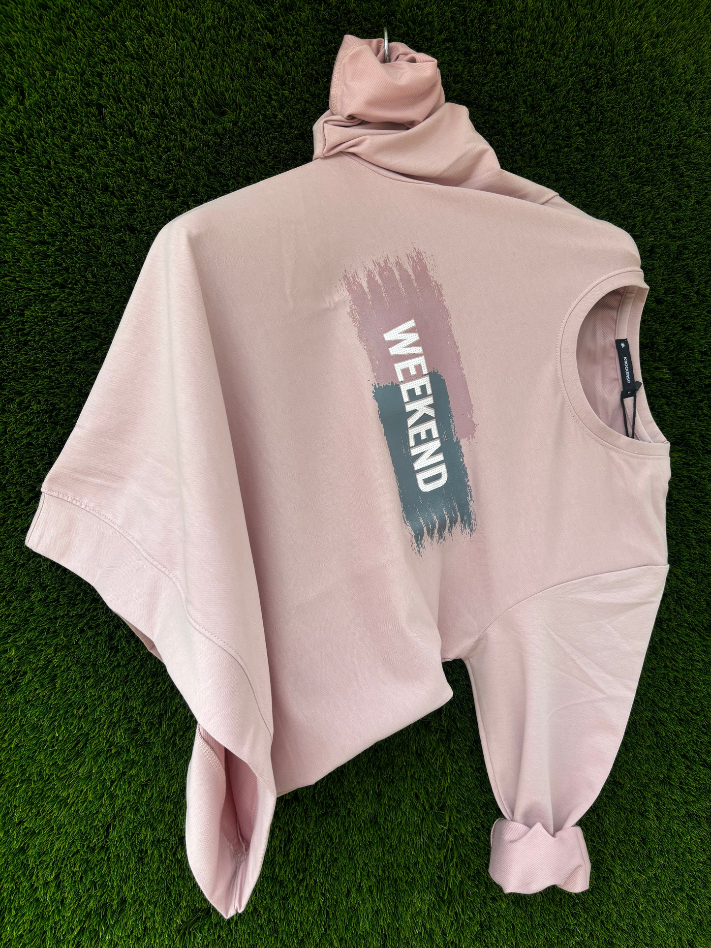 PRINTED ROUND NECK BABY PINK SWEATSHIRT