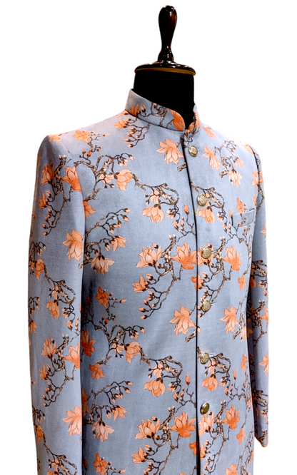 Designer Indo-Western Suede Velvet Floral pattern