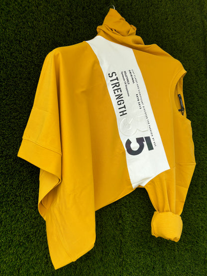 PRINTED CREW NECK YELLOW SWEATSHIRT