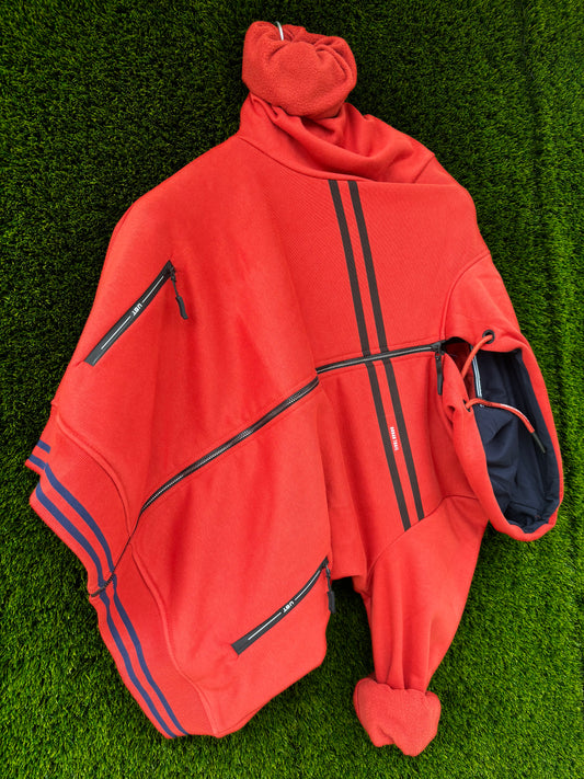 HOODED NECK WITH ZIPPER RED SWEATSHIRT