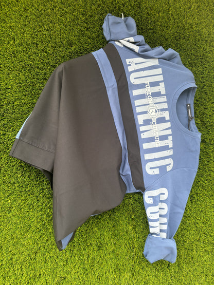 PRINTED CREW NECK BLACK BLUE SWEATSHIRT