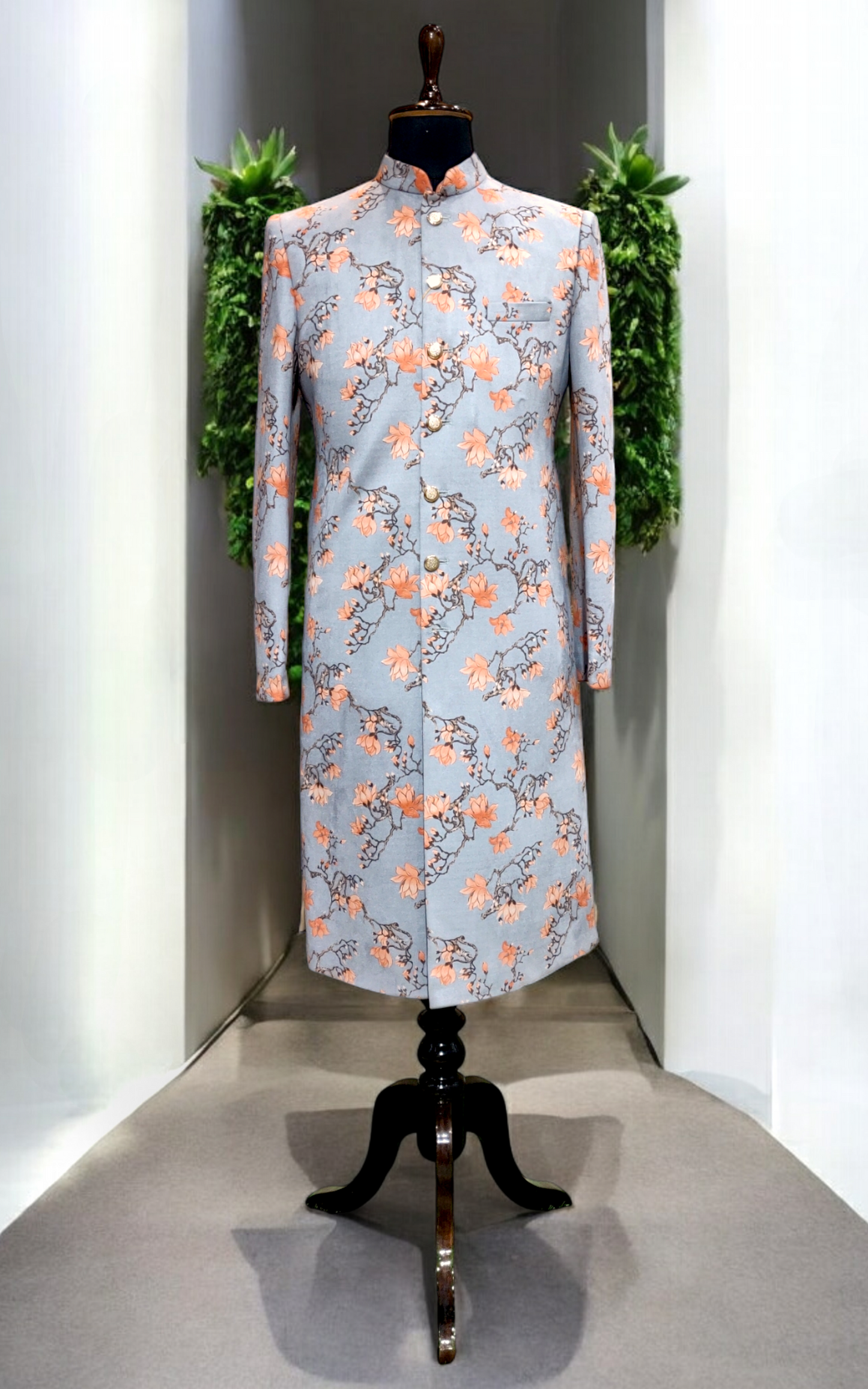 Designer Indo-Western Suede Velvet Floral pattern