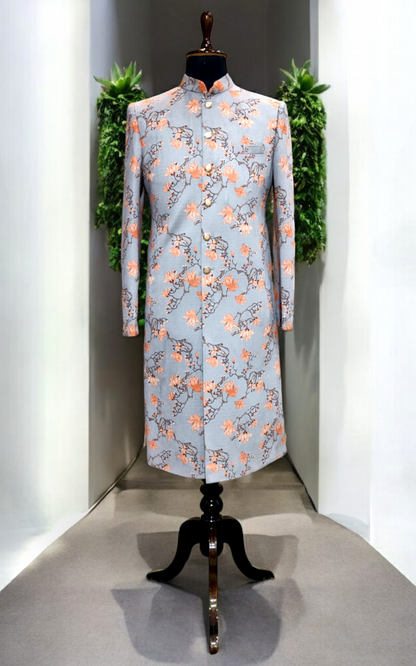Designer Indo-Western Suede Velvet Floral pattern