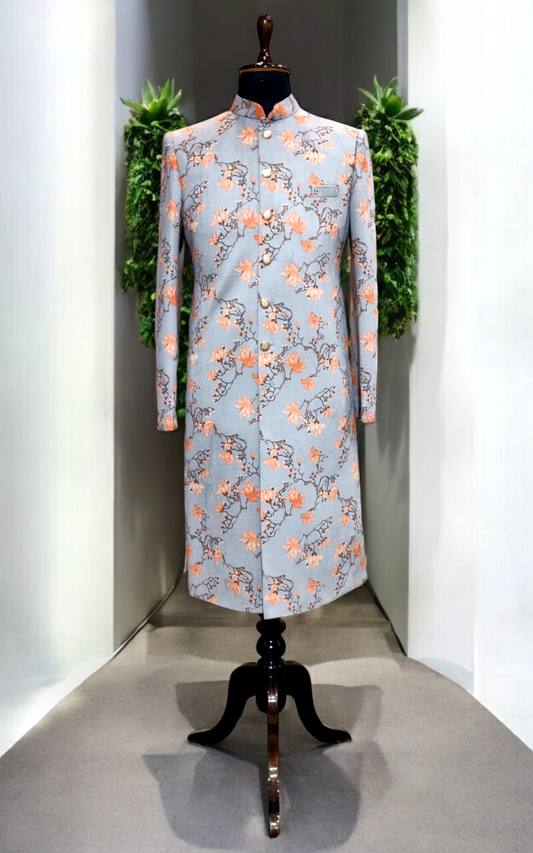 Designer Indo-Western Suede Velvet Floral pattern
